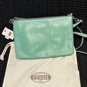 NWT Teal Fossil Crossbody Bag